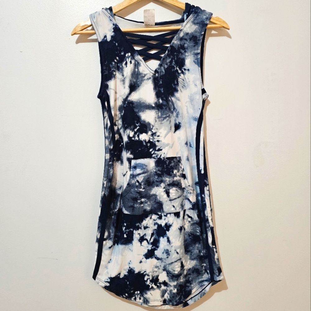 No Boundaries - Dress Hoodie Sleeveless Front Pocket - Size Juniors S - Blue - Picture 2 of 9